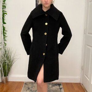 Coach Single-Breasted Button-Up Coat Long Sleeve Size S Black